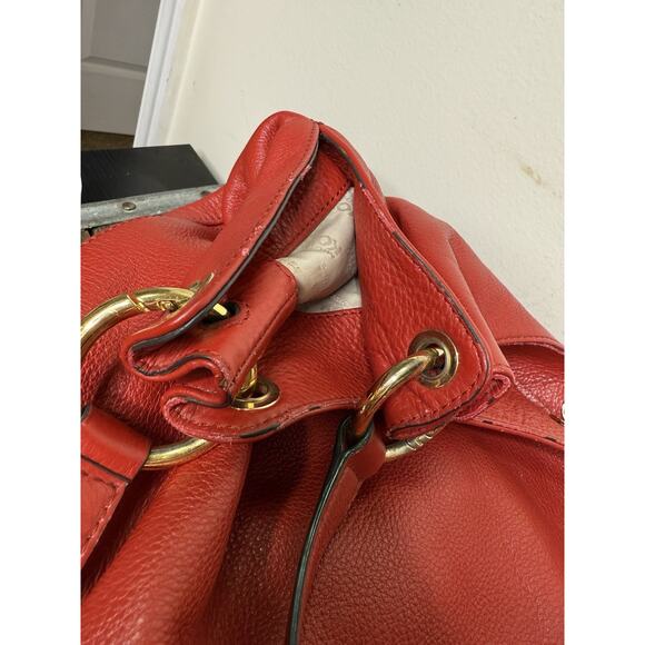 Michael Kors Shoulder Purse Pebbled Red Leather With Tassel - Picture 7 of 10